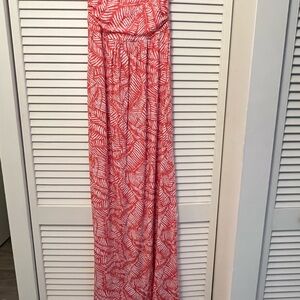 Orange and White Patterned Maxi Dress